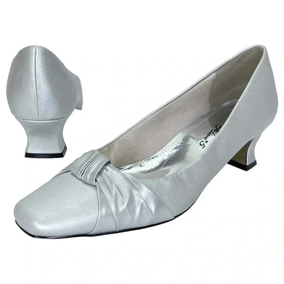 Easy Street Womens Heels 9M Waive Silver Satin - Picture 10 of 13